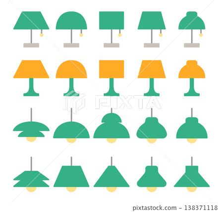 Lamp Icon Set - Flat Color Lamp Icon Set - Flat Color 138371118