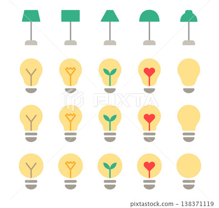 Lamp Icon Set - Flat Color Lamp Icon Set - Flat Color 138371119