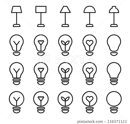Lamp Icon Set - Line Outline Lamp Icon Set - Line Outline 138371121
