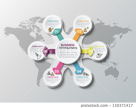 3d paper infographic elements for six options. Metaball business infographics. Template for circle infographic. Vector EPS 10 3d paper infographic elements for six options. Metaball business infographics. Template for circle infographic. Vector EPS 10 138371417