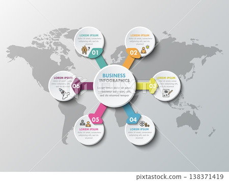 3d paper infographic elements for six options. Metaball business infographics. Template for circle infographic. Vector EPS 10 3d paper infographic elements for six options. Metaball business infographics. Template for circle infographic. Vector EPS 10 138371419