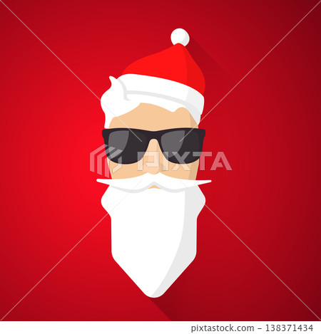 Hipster Santa Claus with cool beard and glasses. Merry Christmas card design. Vector EPS 10 138371434
