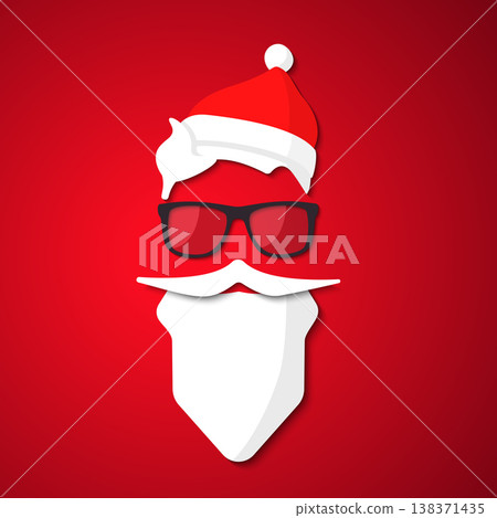 Hipster Santa Claus with cool beard and glasses. Merry Christmas card design. Vector EPS 10 138371435