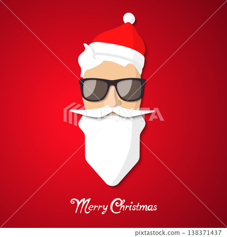Hipster Santa Claus with cool beard and glasses. Merry Christmas card design. Vector EPS 10 Hipster Santa Claus with cool beard and glasses. Merry Christmas card design. Vector EPS 10 138371437