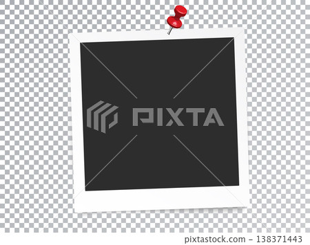 Realistic Photo Frame with Pin Isolated Transparent Special Effect. Vector EPS 10 138371443