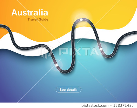 Road trip and Journey route background. Modern background with travel infographic. Winding roads. Usable for web. Road way location infographic template. Vector EPS 10 138371483