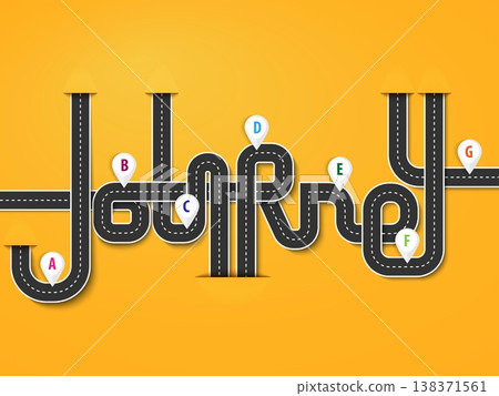 Road trip and Journey route. Business and Journey Infographic Design Template with pin pointer. Winding road on a colorful background. Stylish streamers. Vector EPS 10 Road trip and Journey route. Business and Journey Infographic Design Template with pin pointer. Winding road on a colorful background. Stylish streamers. Vector EPS 10 138371561