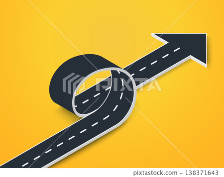 Road Loop with Arrow Isometric View. Winding 3D Road on an Colorful Background. Vector EPS 10 Road Loop with Arrow Isometric View. Winding 3D Road on an Colorful Background. Vector EPS 10 138371643