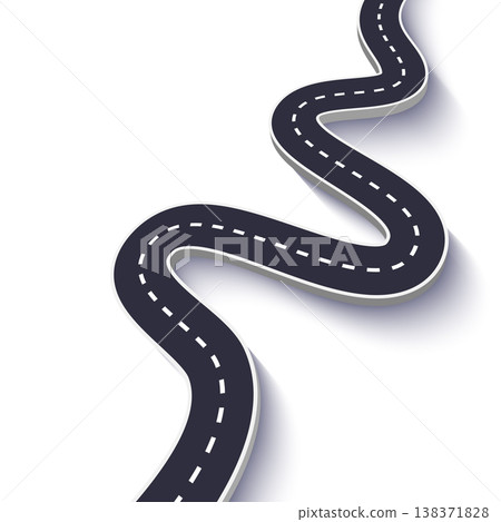 Winding Road on a White Isolated Background. Road way location infographic template. Vector EPS 10 Winding Road on a White Isolated Background. Road way location infographic template. Vector EPS 10 138371828