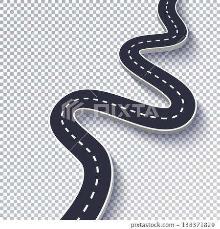 Winding Road Isolated Transparent Special Effect. Road way location infographic template. Vector EPS 10 138371829