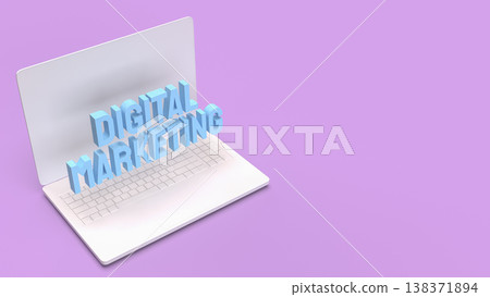 Digital Marketing Concept On Laptop Purple Background 3d render. 138371894
