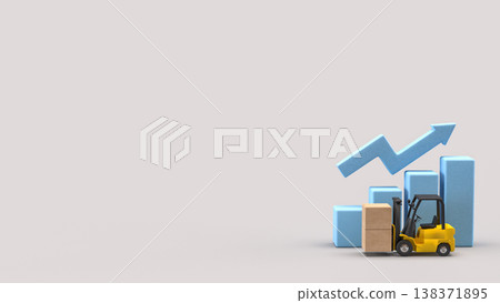 Logistics Growth Concept With Forklift And Rising Chart 3d render. Logistics Growth Concept With Forklift And Rising Chart 3d render. 138371895