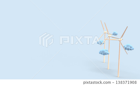 Wind Turbine Renewable Energy Sustainable Power Concept 3d render. Wind Turbine Renewable Energy Sustainable Power Concept 3d render. 138371908