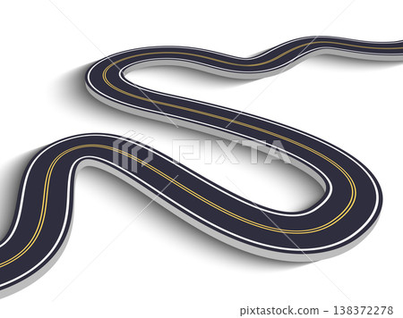 Winding Road on a White Isolated Background. Road way location infographic template. Vector EPS 10 Winding Road on a White Isolated Background. Road way location infographic template. Vector EPS 10 138372278