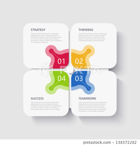 Modern 3D infographic template with 4 steps for success. Business square elements template with options for brochure, diagram, workflow, timeline, web design. Vector EPS 10 138372282