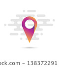 Map pointer flat icon with a colorful gradient and a simple linear background. Vector EPS 10 138372291