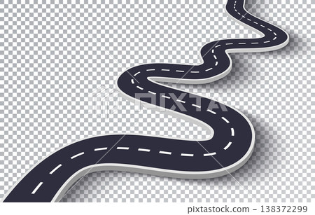 Winding Road Isolated Transparent Special Effect. Road way location infographic template. Vector EPS 10 138372299