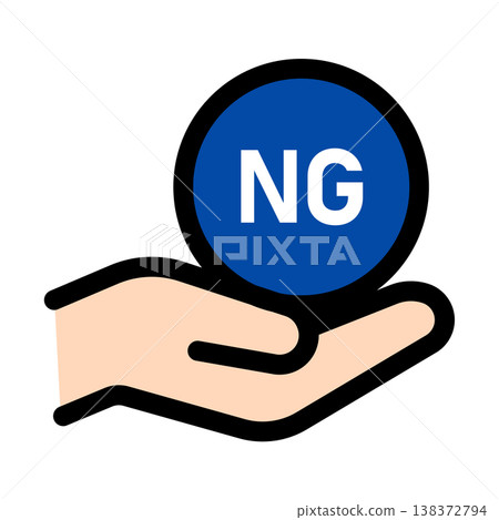 手上的「NG」標記是一個彩色圖標,表示禁止或拒絕。 手上的「NG」標記是一個彩色圖標,表示禁止或拒絕。 138372794