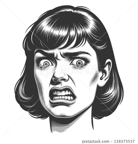 Woman Face Expression Intense Emotion raster 138373537