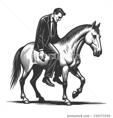 Exhausted Businessman Riding Tired Horse raster Exhausted Businessman Riding Tired Horse raster 138373549