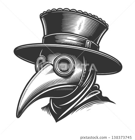 Plague Doctor Mask With Top Hat Illustration Plague Doctor Mask With Top Hat Illustration 138373745