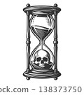 Hourglass With Skull Symbol Of Time sketch vector 138373750