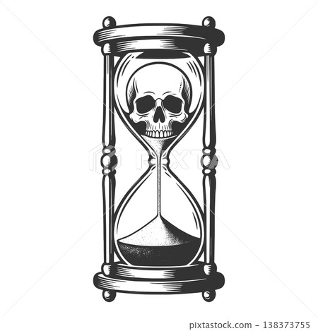 Hourglass With Skull Top Gothic Time Symbol vector Hourglass With Skull Top Gothic Time Symbol vector 138373755