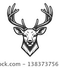 Deer Head With Antlers sketch vector illustration 138373756