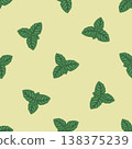 Mint leaf seamless pattern vector illustration. Hand drawn green peppermint for tea background. Organic herbal design for garden fabric ornament. Natural plant for kitchen wallpaper and textile. 138375239
