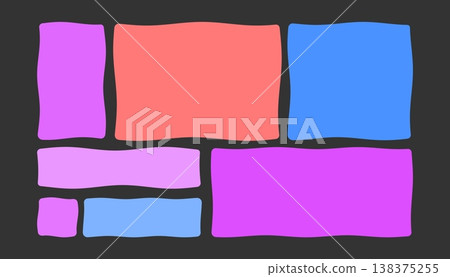 Wavy organic rectangle Set modern brutalism frames Wavy jagged edge frames Geometric zig zag stickers Abstract doodle liquid shapes 138375255