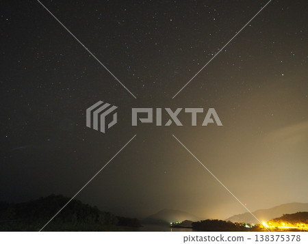Night sky star mountain lake silhouette horizon calm night sky over mountain lake silhouette and glowing horizon with peaceful Night sky star mountain lake silhouette horizon calm night sky over mountain lake silhouette and glowing horizon with peaceful 138375378