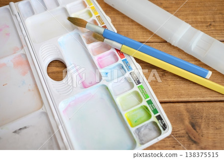 Paint set used in elementary school Paint set used in elementary school 138375515