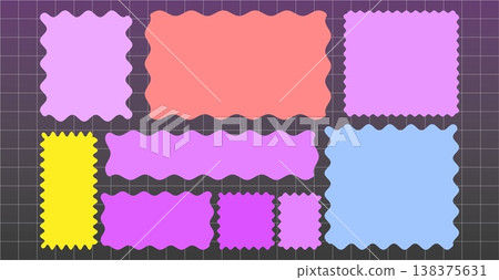 Wavy organic rectangle Set modern brutalism frames Wavy jagged edge frames Geometric zig zag stickers Abstract doodle liquid shapes 138375631