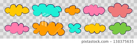 Fluffy label shape Colorful cloud shaped and crayon frame Speech label for border design isolated and sticker think Vector illustration set Fluffy label shape Colorful cloud shaped and crayon frame Speech label for border design isolated and sticker think Vector illustration set 138375635