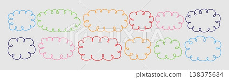 Fluffy label shape Cloud speech bubble Vector illustration set of various cloud shaped frames in colorful pastel colors Fluffy label shape Cloud speech bubble Vector illustration set of various cloud shaped frames in colorful pastel colors 138375684