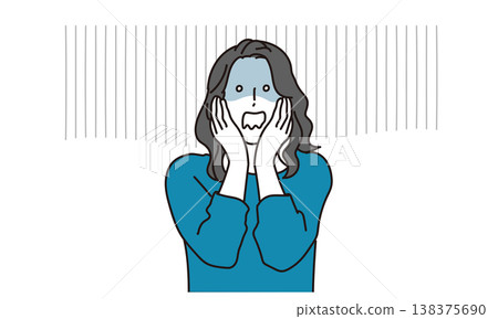 Illustration of a woman who is shocked and pale. Illustration of a woman who is shocked and pale. 138375690