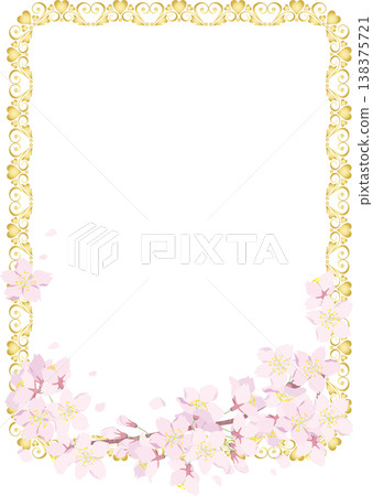 Vintage Calligraphy Style Cherry Blossom Decorative Frame (Square) <Decorative Border, Frame, Heart, Cherry Blossom, Color> Vintage Calligraphy Style Cherry Blossom Decorative Frame (Square) <Decorative Border, Frame, Heart, Cherry Blossom, Color> 138375721