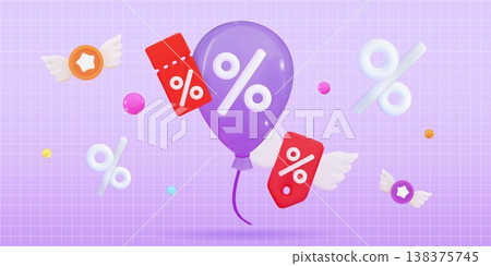 3d low price Loyalty program, discount coupon, sales with an excellent offer Special promotion, advertising Flying balls Holiday sale 3d low price Loyalty program, discount coupon, sales with an excellent offer Special promotion, advertising Flying balls Holiday sale 138375745