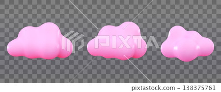 Pink 3d clouds set isolated 3d geometric shapes Cartoon render style collection set Pink 3d clouds set isolated 3d geometric shapes Cartoon render style collection set 138375761