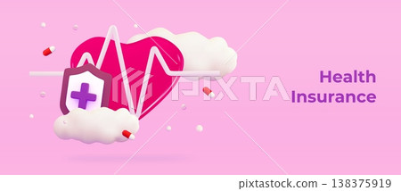 3D Health insurance concept Life insurance family health care protection and medical service 138375919