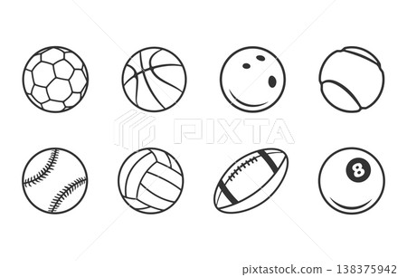 Sports ball icon set, Soccer ball svg, Sports ball svg, Sports ball outline, American football, soccer ball, baseball, billiard, basketball, bowling, volleyball and tennis ball outline vectors bundle. Sports ball icon set, Soccer ball svg, Sports ball svg, Sports ball outline, American football, soccer ball, baseball, billiard, basketball, bowling, volleyball and tennis ball outline vectors bundle. 138375942