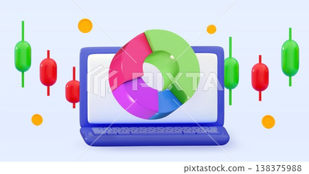 3D online trading Investment Business graph on application concept Analyzing investment money cash and exchange with finance 138375988