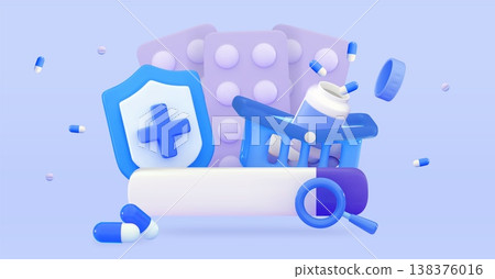 Searching medicaments in internet with search tab Ordering medicines online concept Medical symbol of emergency help Searching medicaments in internet with search tab Ordering medicines online concept Medical symbol of emergency help 138376016
