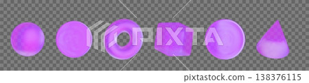 3D Set liquid holographic abstrac shape in different forms Circle, square, sphere, torus, triangle 138376115
