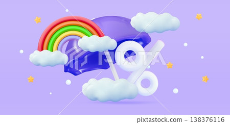 3d Monsoon sale template Umbrella, clouds, percent on blue background Autumn concept season design element 3d Monsoon sale template Umbrella, clouds, percent on blue background Autumn concept season design element 138376116