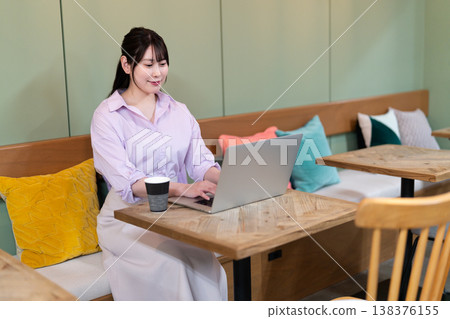 一位在共同工作空間工作的日本女性 138376155