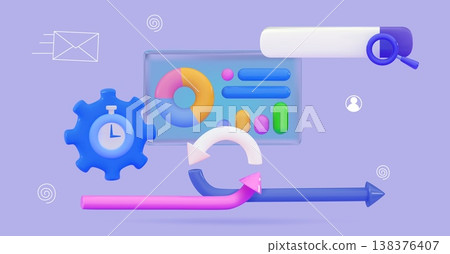 3d Agile development decisions methodology business concept Agile life rule cycle for software development diagram SCRUM Time planning and workflow managing 138376407