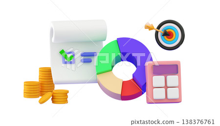 3d Money profit Invest in best idea Investment and analysis Money profits Financial learning 138376761
