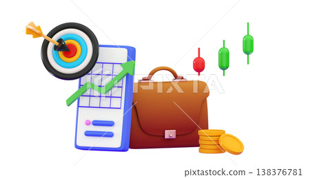 3d Money profit Investment and analysis Project manager tool, business, productivity online platform 138376781