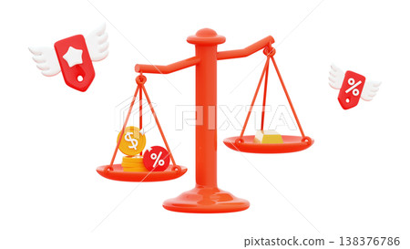 3D Scales concept Exclusive benefit Business success Financial literacy finance business investment eduacation with money 138376786
